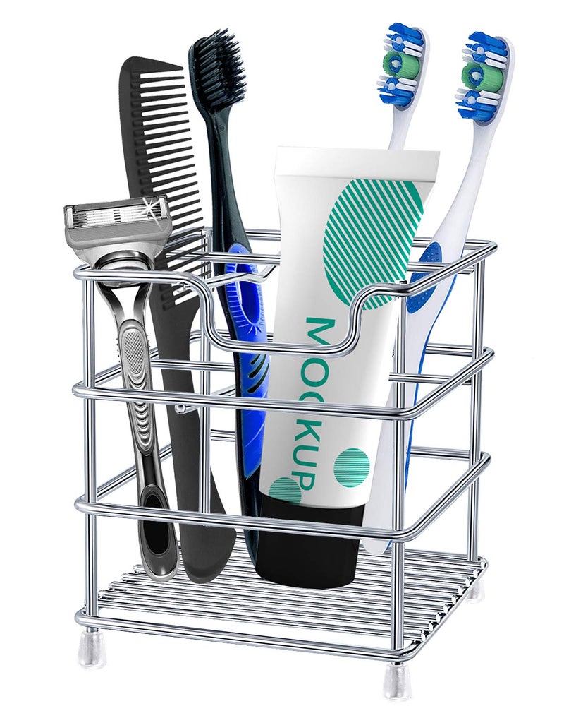 HYRIXDIRECT Toothbrush Holders for Bathrooms Stainless Steel Rustproof Toothbrush and Toothpaste Holder Organizer Tooth Brush Storage Stand - Image 1
